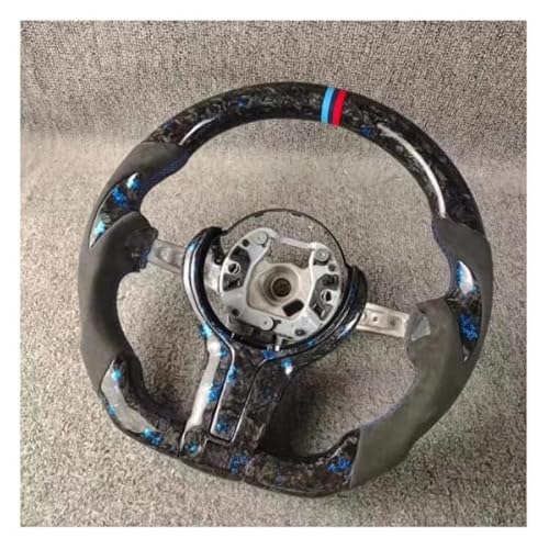 Sportlenkrad aus echtem geschmiedetem Karbonfaser-Alcantara-Leder, Rennsport-Design, für BMW F30, F20, F21, F25, F15, M2, M3, M4, F80, F82, F87 2013–2019, mit blauem Glitzer Sportlenkrad aus echtem geschmiedetem Karbonfaser-Alcantara-Leder, Rennsport-Design, für BMW F30, F20, F21, F25, F15, M2, M3, M4, F80, F82, F87 2013–2019, mit blauem Glitzer von RollingMotor