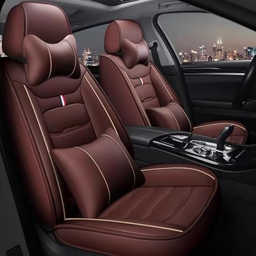 Romanbin Autositzbezug für Volvo XC40 XC 40 2018-2024 5-Sitzige Lederausführung - Vorder und Rückreihe, wasserdichtes, rutschfestes Kunstleder,Braun von Romanbin