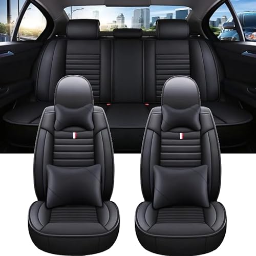 Romanbin Leder Fahrzeugsitzbezüge, Auto-Sitzbezüge, 5 Sitze Allgemein, für Mazda CX3 CX-3 2015-2024,Schwarz Schwarz Autositzbezug von Romanbin