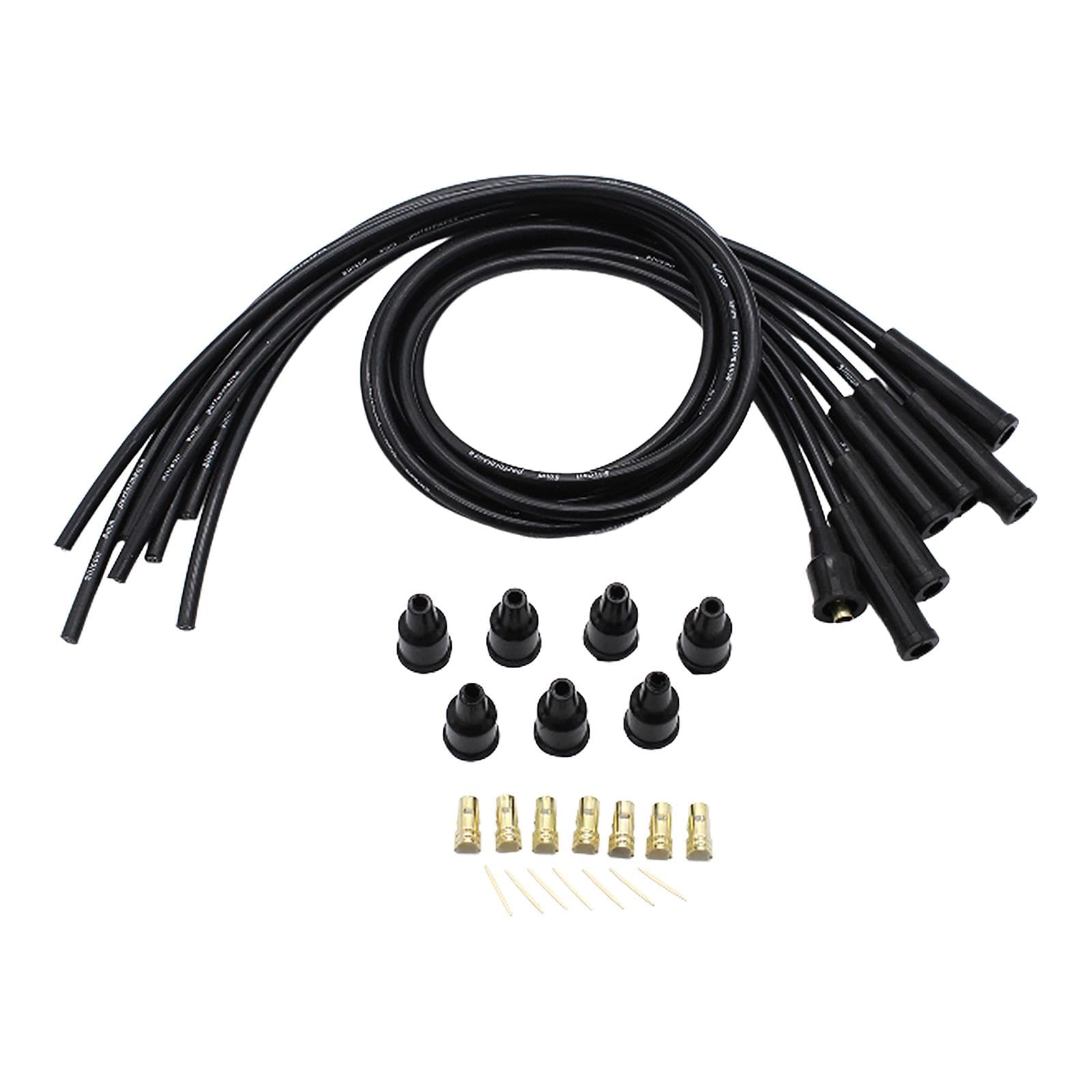 Ronyme 8 mm Schwarze HT-Zündkabel aus, Hochleistungs-Montagezubehör, ersetzt langlebige Zündkerzenkabel für 6-Zylinder-Oldtimer Ronyme 8 mm Schwarze HT-Zündkabel aus, Hochleistungs-Montagezubehör, ersetzt langlebige Zündkerzenkabel für 6-Zylinder-Oldtimer von Ronyme