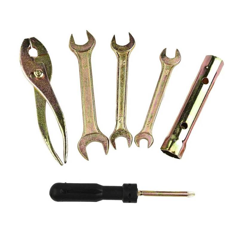 Ronyme Motorrad-Reparatur-Werkzeugsatz Wartungswerkzeuge, Zangen, Schraubenschlüssel, Zündkerzenhülsen-Schraubendreherschlüssel Tragbares Universalmetall von Ronyme