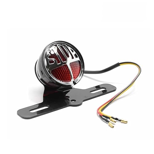 Rookiemotor Universal Motorrad-Rückleuchten, 12V, Metall, LED, Retro-Stil, mit Bremslicht und Kennzeichenbeleuchtung von Rookiemotor