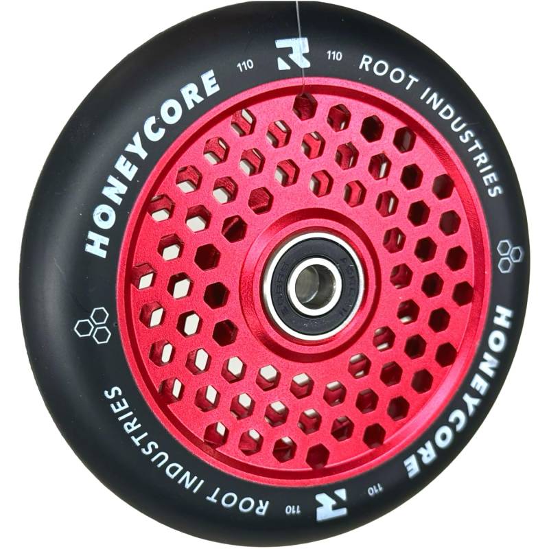 Root Industrie Air Honeycore 110mm Stunt-Scooter Rolle + Fantic26 Sticker (Rot/Pu Schwarz) von Root Industries