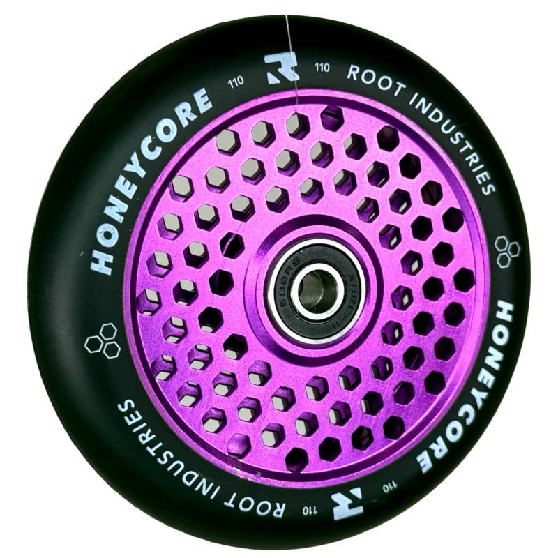 Root Industries Air Honeycore 110mm Stunt-Scooter Wheel Trick Roller Ersatz Rad Rolle + Fantic26 Sticker (Lila/Pu Schwarz) von Root Industries