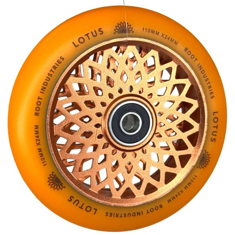 Root Industries Lotus Stunt-Scooter Rolle 110mm + Fantic26 Sticker (Radiant Orange/Pu Orange) von Root Industries