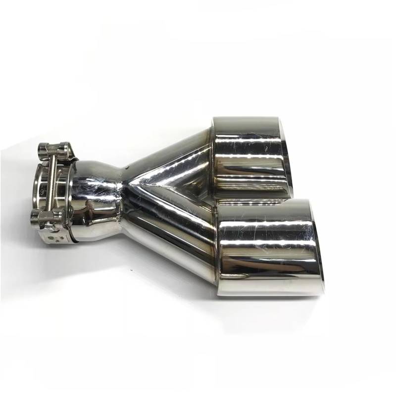 Auto Auspuff Endrohr EIN Paar Edelstahl 63 mm Einlass 76 mm Auslass Doppelrohr-Auspuffanlage Schalldämpfer Auto-Auspuffrohre Auto Auspuffrohr(76MM IN 101MM Out) von Ropaix