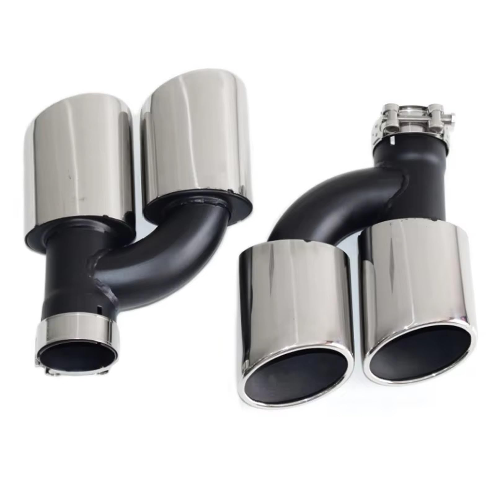 Auto Auspuff Endrohr Für A4 A5 A6 A7 Bis Zu S4 S5 S6 S7 Schwarz Schalldämpfer Spitze 60mm Düse 2 Teil/Satz Dual Out Edelstahl Auto Hinten Auspuffrohr Auto Auspuffrohr(Silber) von Ropaix