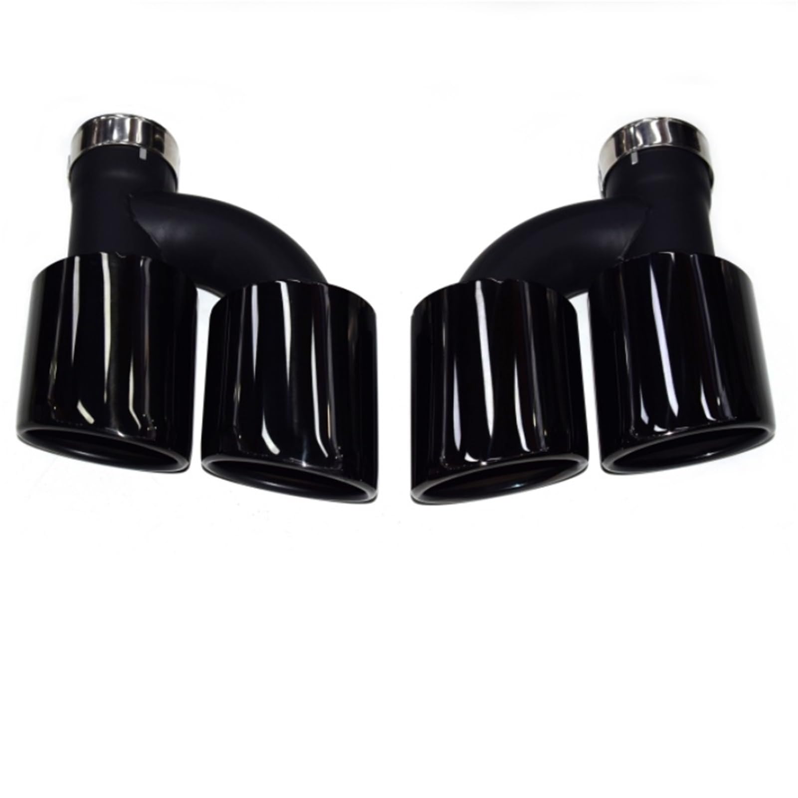 Auto Auspuff Endrohr Für A4 A5 A6 A7 S4 S5 S6 S7 Carbon Fiber Quad Endrohr Auspuff Nachrüstung Edelstahl Schwarz Schalldämpfer Spitze düse Auto Auspuffrohr(Schwarz) von Ropaix