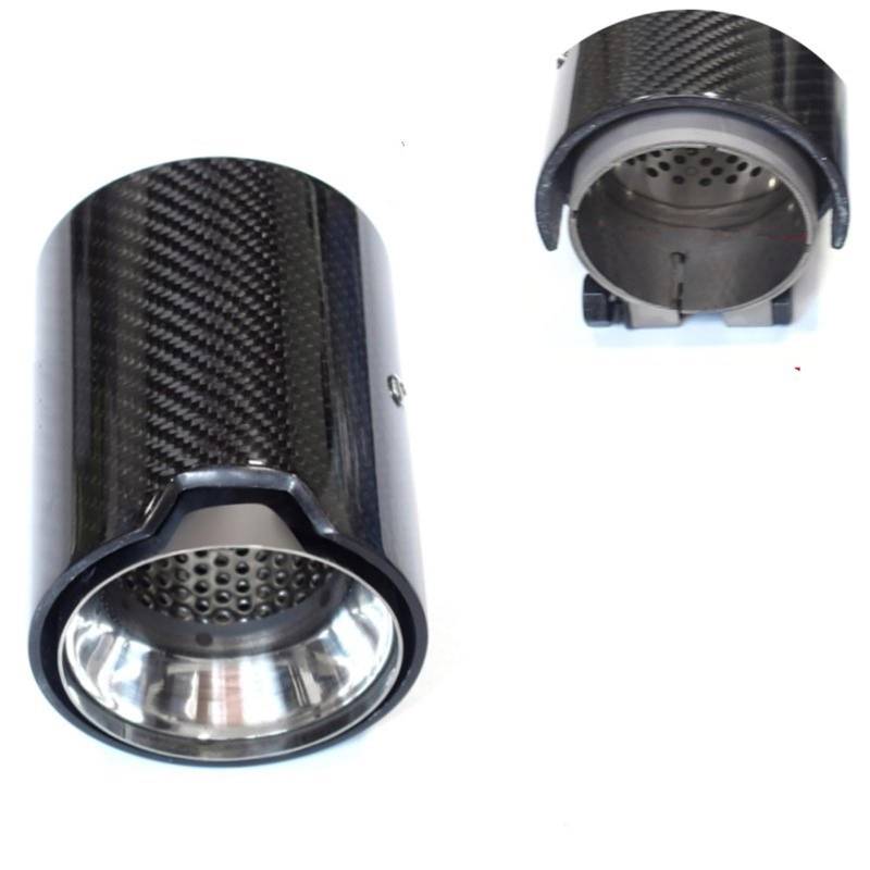 Auto Auspuff Endrohr Für Carbon Fiber Endrohr Silber Schwarz Edelstahl Auspuff Spitze Düse Auspuff Kopf Auto Auspuffrohr(B-in 64mm) von Ropaix