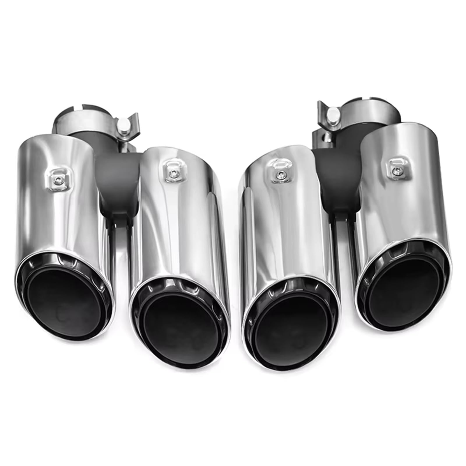 Auto Auspuff Endrohr Für Macan (Typ 95B) W/ 2.0T L4 Turbo Sport 2019–2022 Schalldämpferspitze, dreilagiges Endrohr, Quad-Auto-Auspuffspitze Auto Auspuffrohr(Silber) von Ropaix