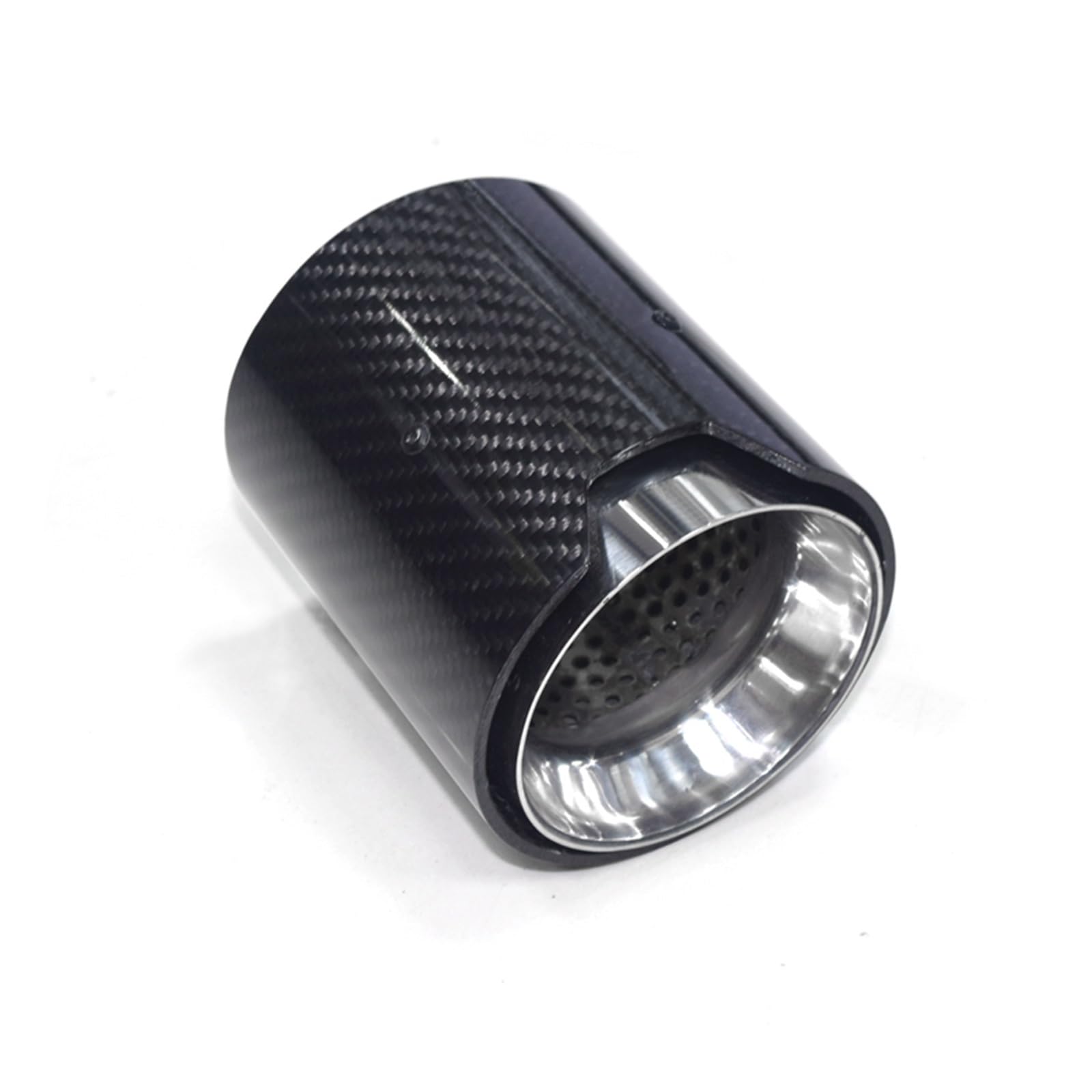 Auto Auspuff Endrohr Für Serie 1 Stück 70MM Autoauspuff Glänzend/Matt Schwarz Carbon Fiber Heckverkleidung Endrohre Rohr Schalldämpfer Auto Auspuffrohr(70mm Inlet Silver) von Ropaix