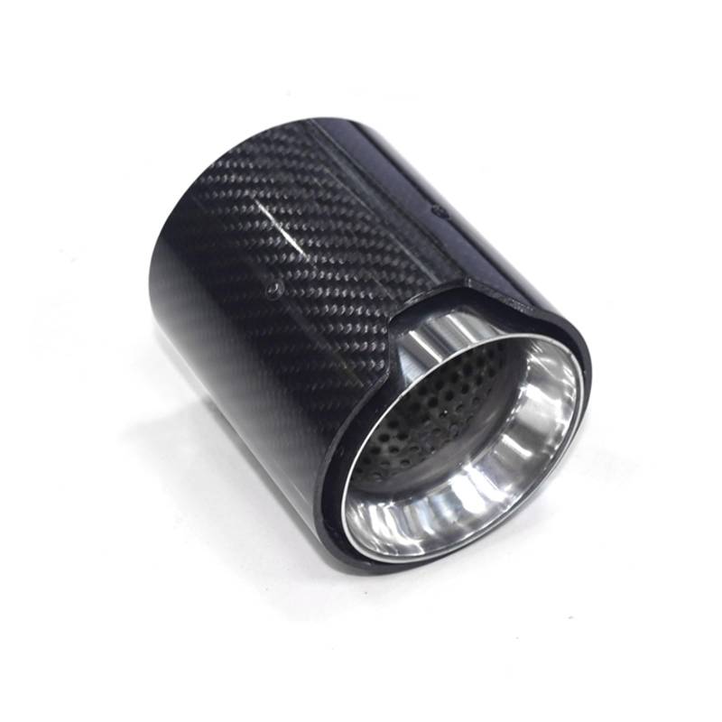 Auto Auspuff Endrohr Für Serie 1 Stück 70MM Autoauspuff Glänzend/Matt Schwarz Carbon Fiber Heckverkleidung Endrohre Rohr Schalldämpfer Auto Auspuffrohr(70mm Inlet Silver) von Ropaix