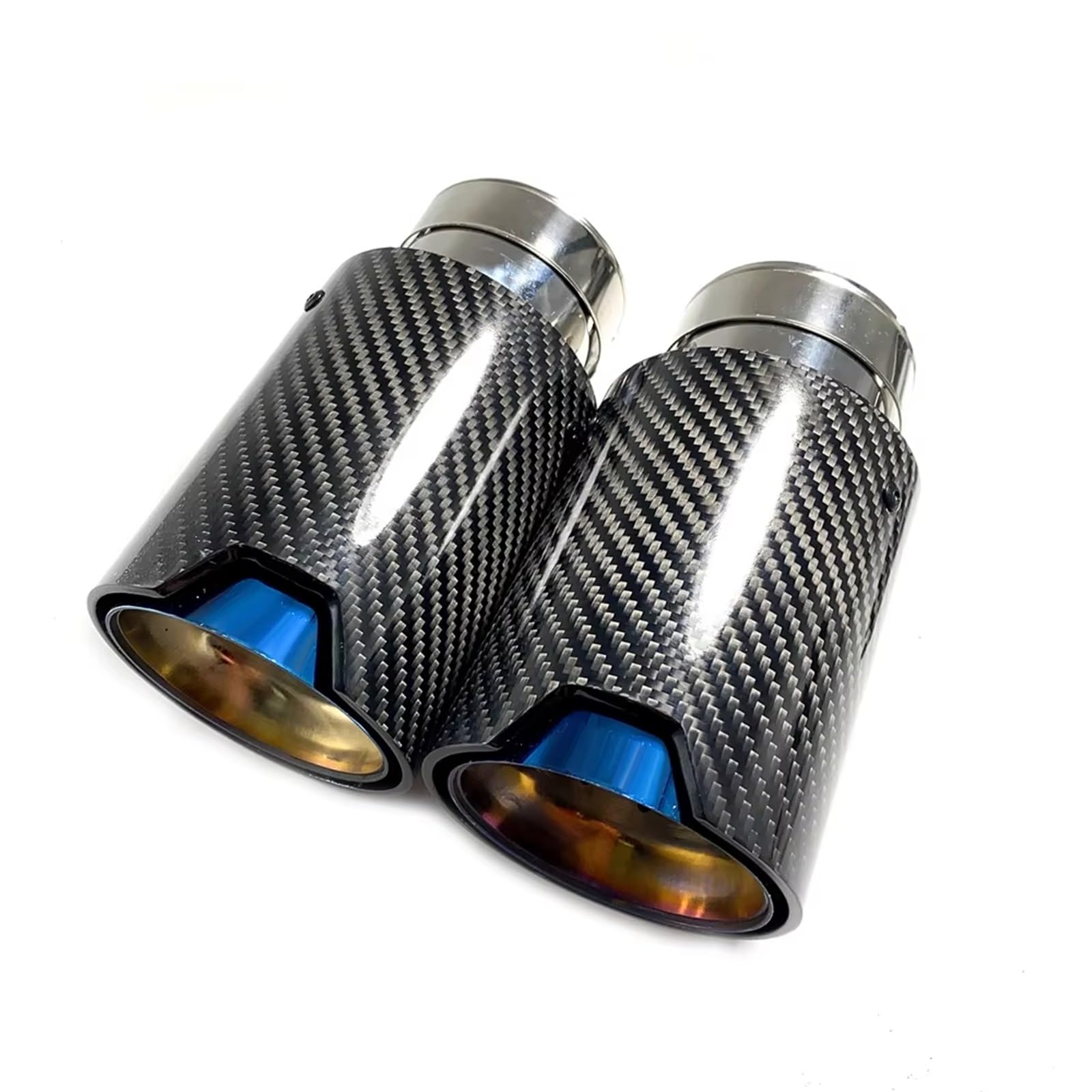 Auto Auspuff Endrohr Für Serie M2 F87 M3 F80 M4 F82 F83 1 Stück Auspuff Modifiziert Geeignete Autos Carbonfaser-Endschalldämpfer Verbrannte Blaue Rohrspitzen Auto Auspuffrohr(67MM IN-80MM Out) von Ropaix
