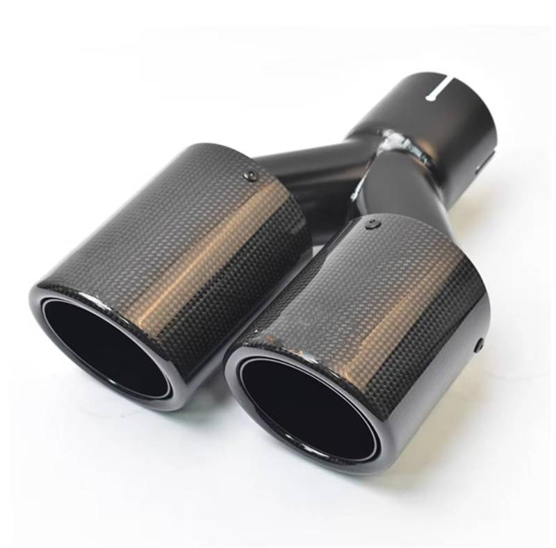 Auto Auspuff Endrohr Für Universal Car Dual Y Typ All Black Pipe Universal Car Real Carbon Fiber Rem Auspuffrohr Auto Auspuffrohr(Black(Right)) von Ropaix