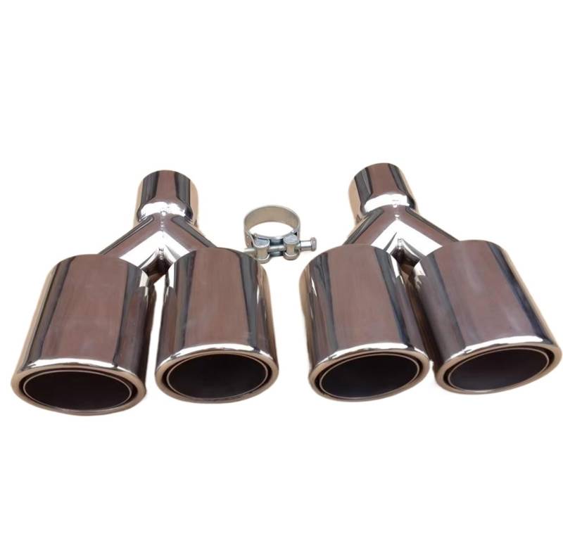 Auto Auspuff Endrohr OD 89mm Universal-Auspuffanlage Doppelauslass Edelstahl Auto Doppelauspuffspitze Schalldämpferrohr Autozubehör Auto Auspuffrohr(60MM IN 89MM Out) von Ropaix