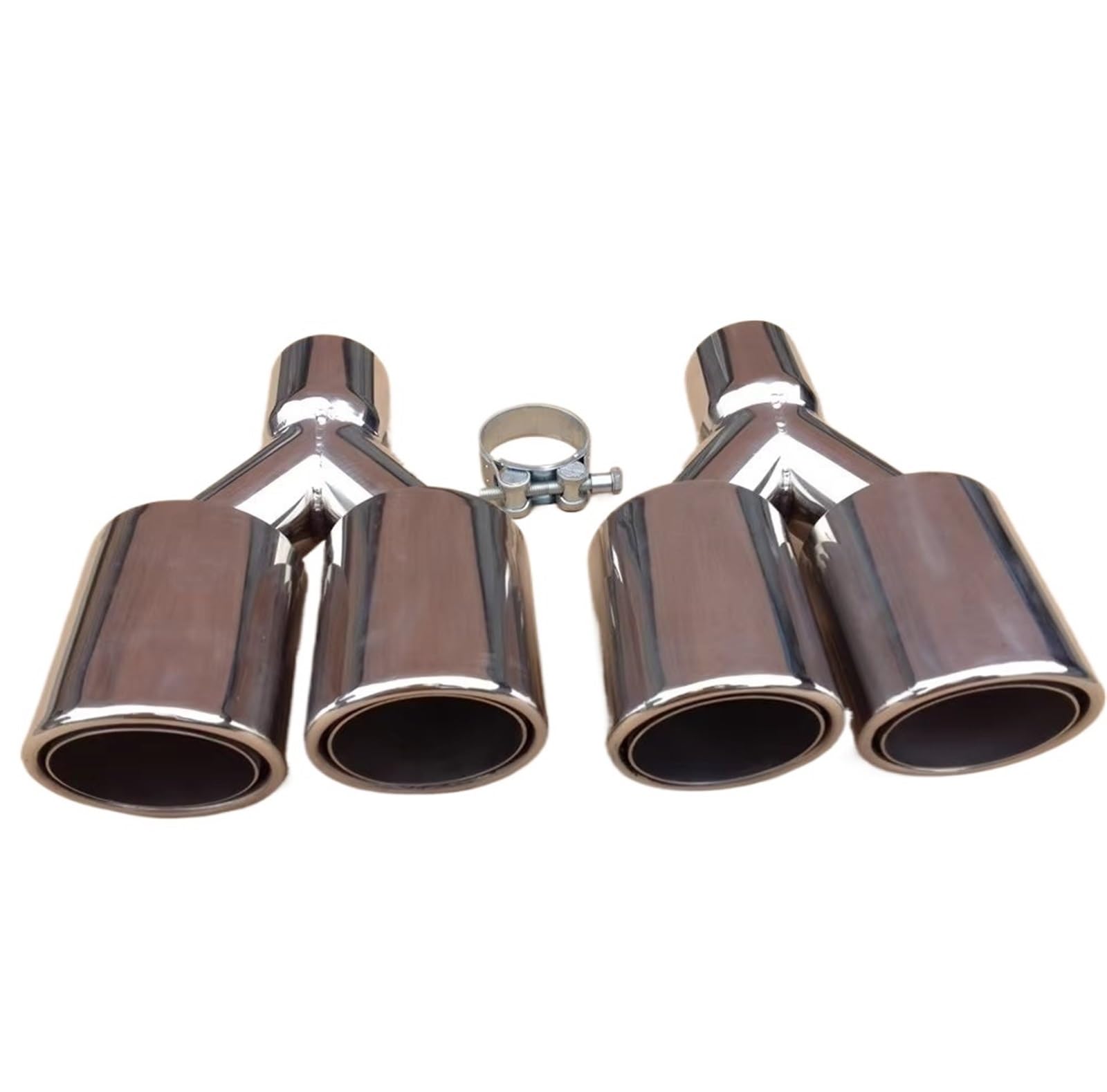 Auto Auspuff Endrohr OD 89mm Universal-Auspuffanlage Doppelauslass Edelstahl Auto Doppelauspuffspitze Schalldämpferrohr Autozubehör Auto Auspuffrohr(67MM IN 89MM Out) von Ropaix