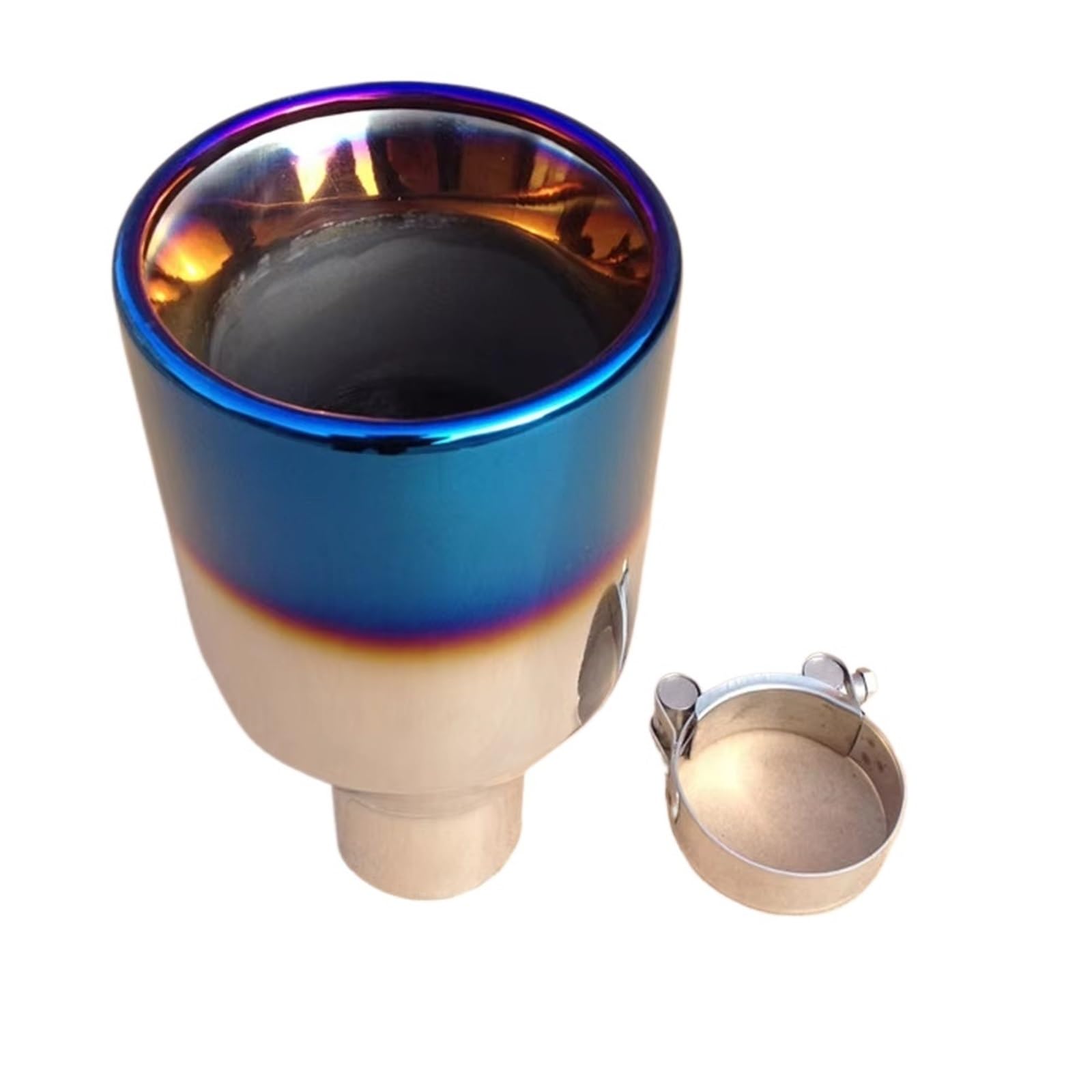 Auto Auspuff Endrohr Universal Edelstahl Blau Lackiert Auto Hinten Runde Auspuff Endrohr Endschalldämpfer Spitze Für Auto Endrohre Auto Auspuffrohr(57MM IN 89MM Out) von Ropaix