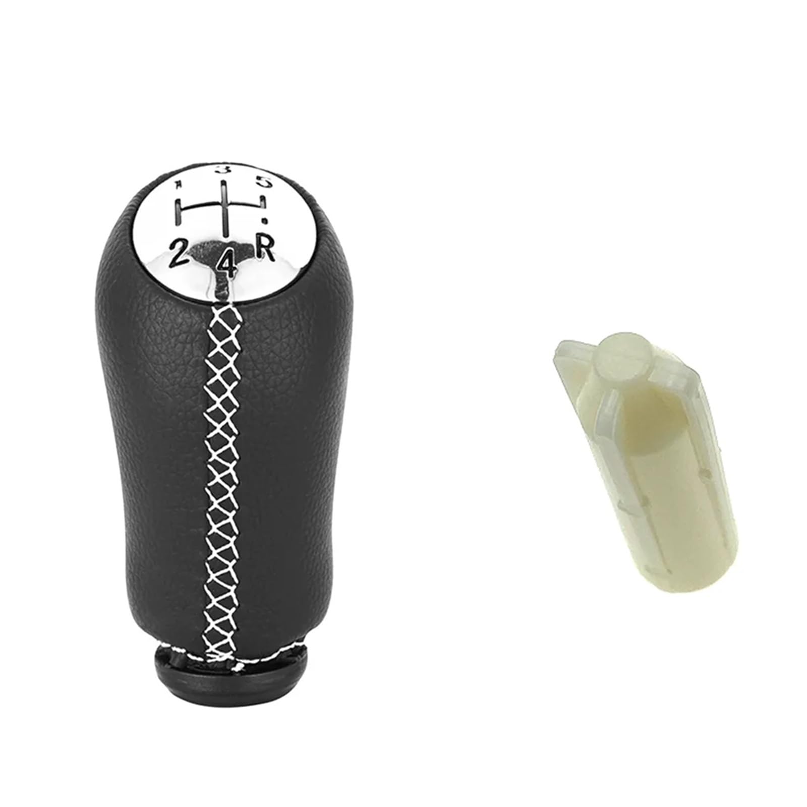 SCHALTKNAUF KNOPF Für Laguna Für Megane 2 MK2 II Für Clio 3 III MK3 Für Scenic 2 Auto 5 Gang Schaltknauf Schalthebelkopf Getriebegriffe Schaltmanschette(White with Adapter) von Ropaix