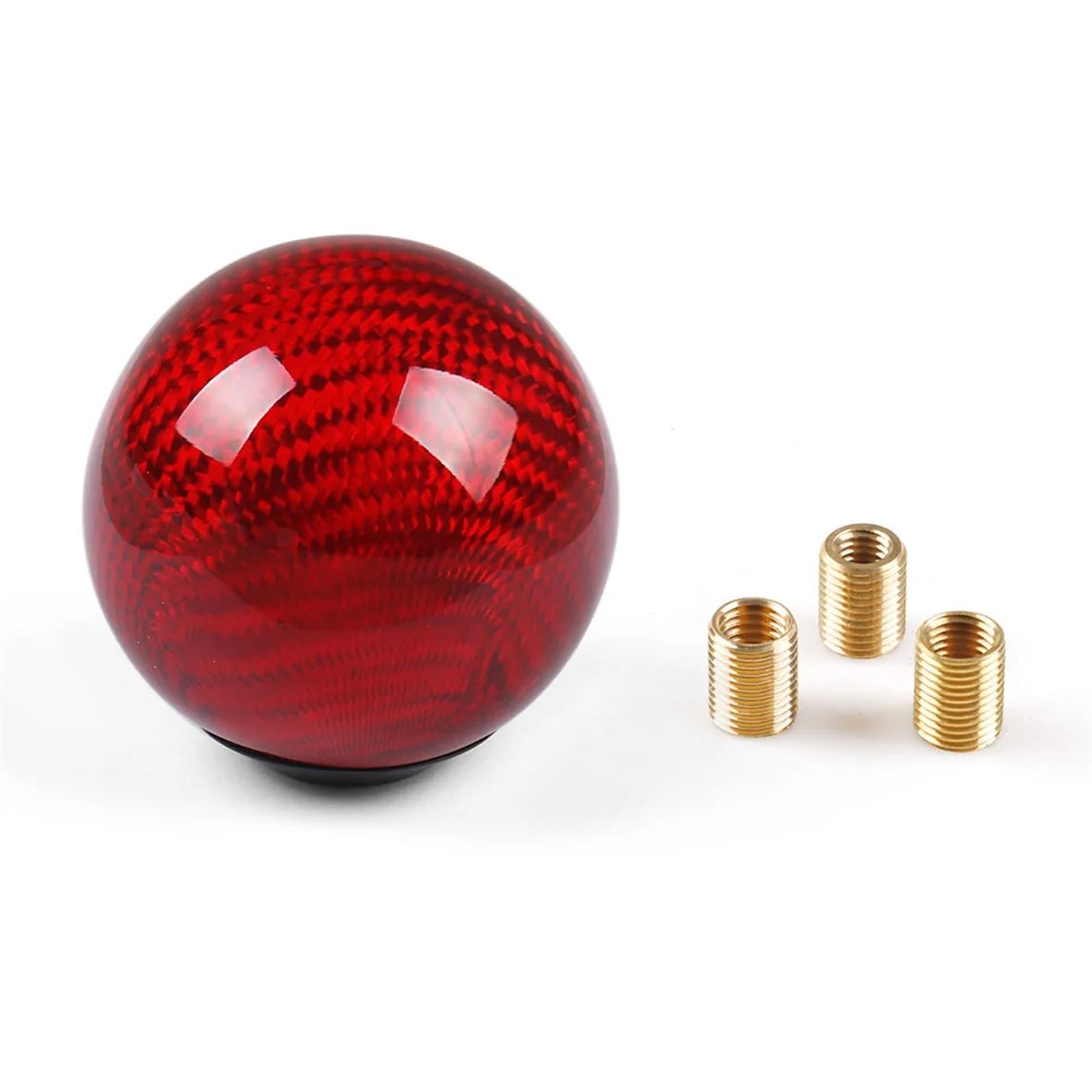 SCHALTKNAUF KNOPF Universal Auto Schaltknauf Shifter Hebel Runde Ball Form Carbon Faser Schaltmanschette(Red) von Ropaix