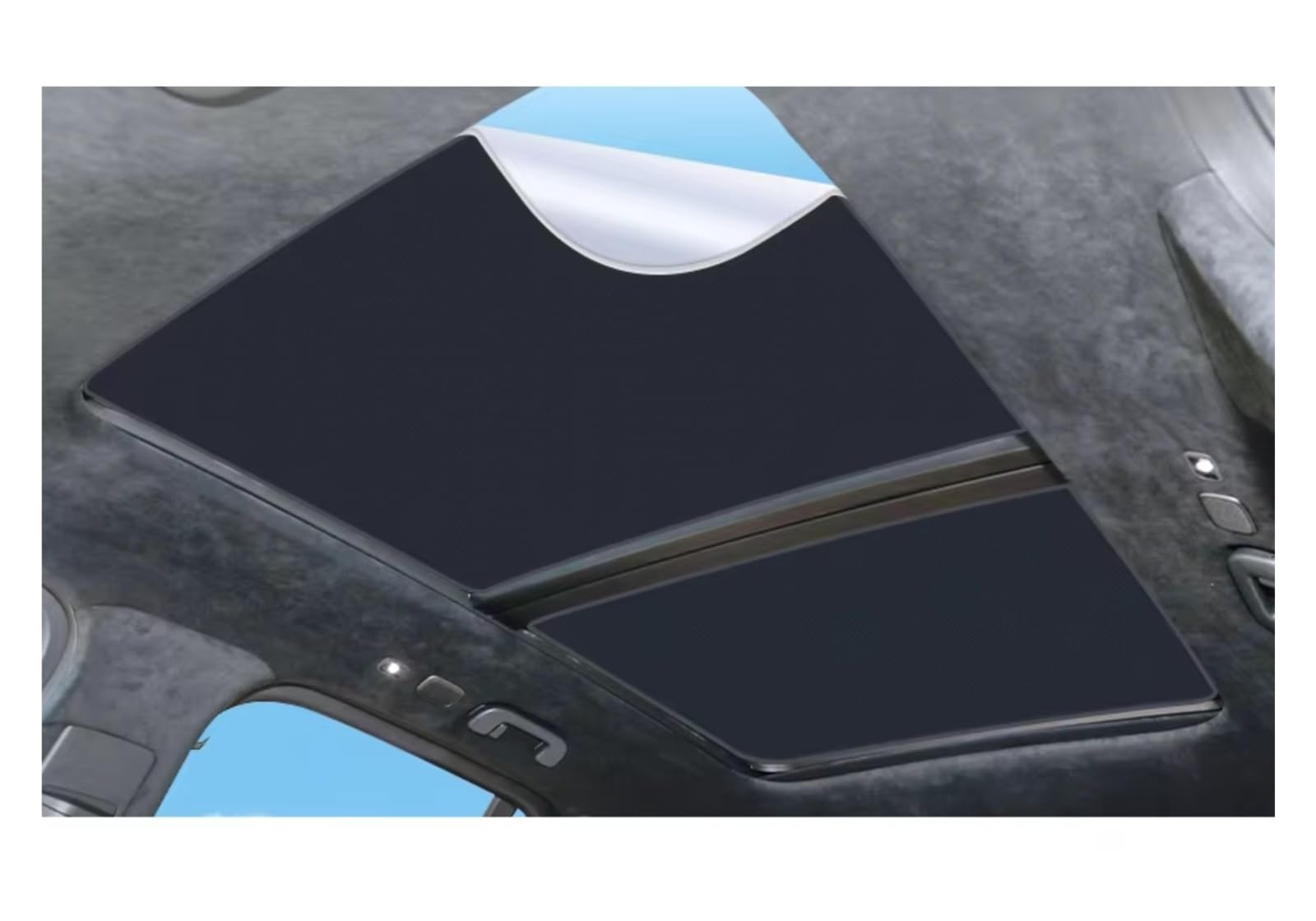 Sonnenschutz Auto Für JETOUR T2 Elektrostatische Adsorption Schiebedach Sonnenschirm Dachfenster Rollo Schattierung Aufkleber Auto Dach Sonnenschirm Frontscheibenabdeckung(2 x Black) von Ropaix