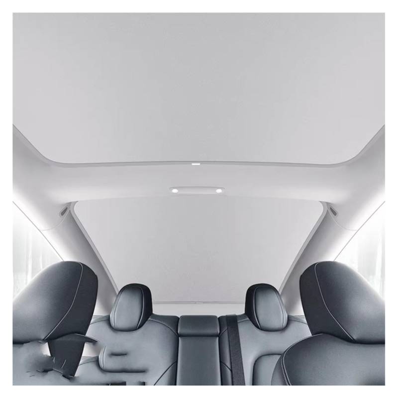 Sonnenschutz Auto Für Tesla Für Modell 3 Y 2021-2024 Upgrade EIS Tuch Schnalle Sonnenschutz Glas Dach Sonnenschirm Vorne Hinten Schiebedach Dachfenster Frontscheibenabdeckung(M3 White US 2021-23) von Ropaix