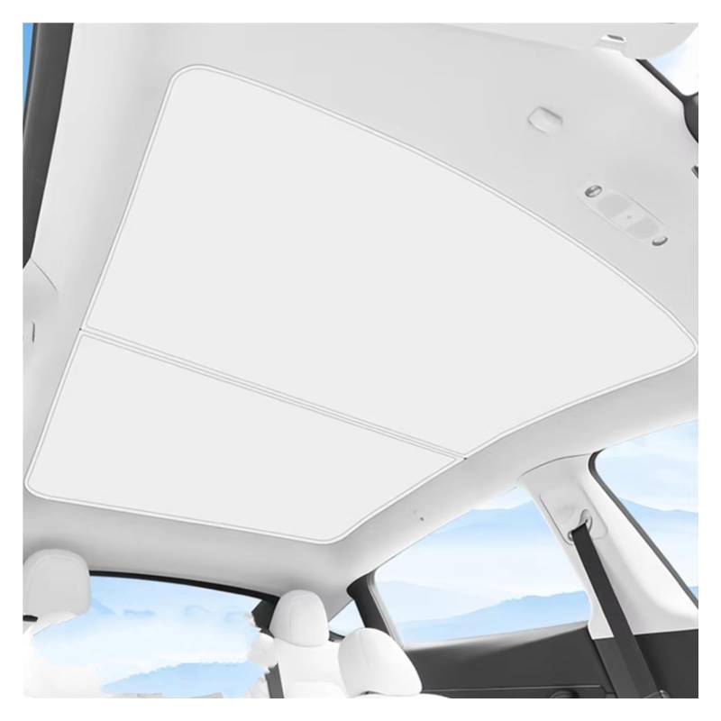 Sonnenschutz Auto Für Tesla Für Modell 3 Y 2021-2024 Upgrade EIS Tuch Schnalle Sonnenschutz Glas Dach Sonnenschirm Vorne Hinten Schiebedach Dachfenster Frontscheibenabdeckung(Schwarz) von Ropaix