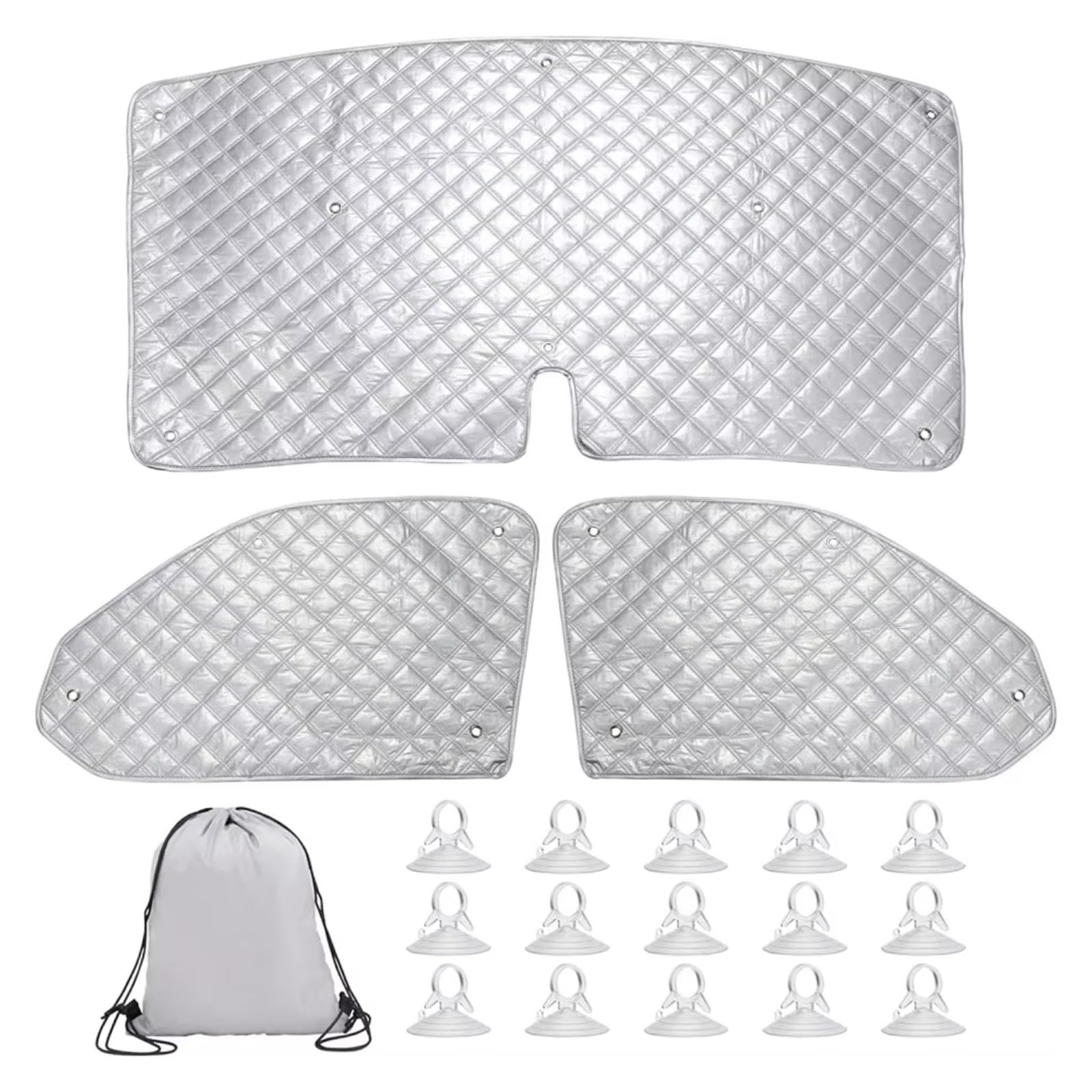 Sonnenschutz Auto Für VW T5 T6 3 X Sonnenschutz-Windschutzscheiben-Schutz-Set, Internes Thermo-Rollo-Fenster-Abdeckungs-Set Frontscheibenabdeckung von Ropaix