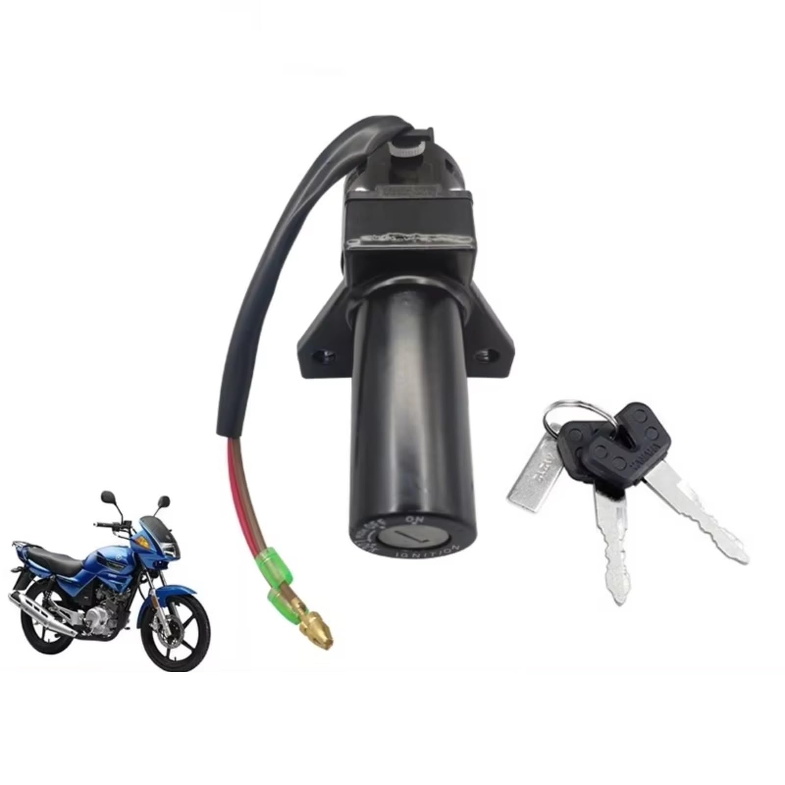 Zündschloss Motorrad Für YBR125 JYM125 2006-2012 Hauptschalter Starter Motorrad Zündschlüssel Tankdeckel Seitendeckel Schloss Zündschalterbaugruppe(2 Wires) von Ropaix