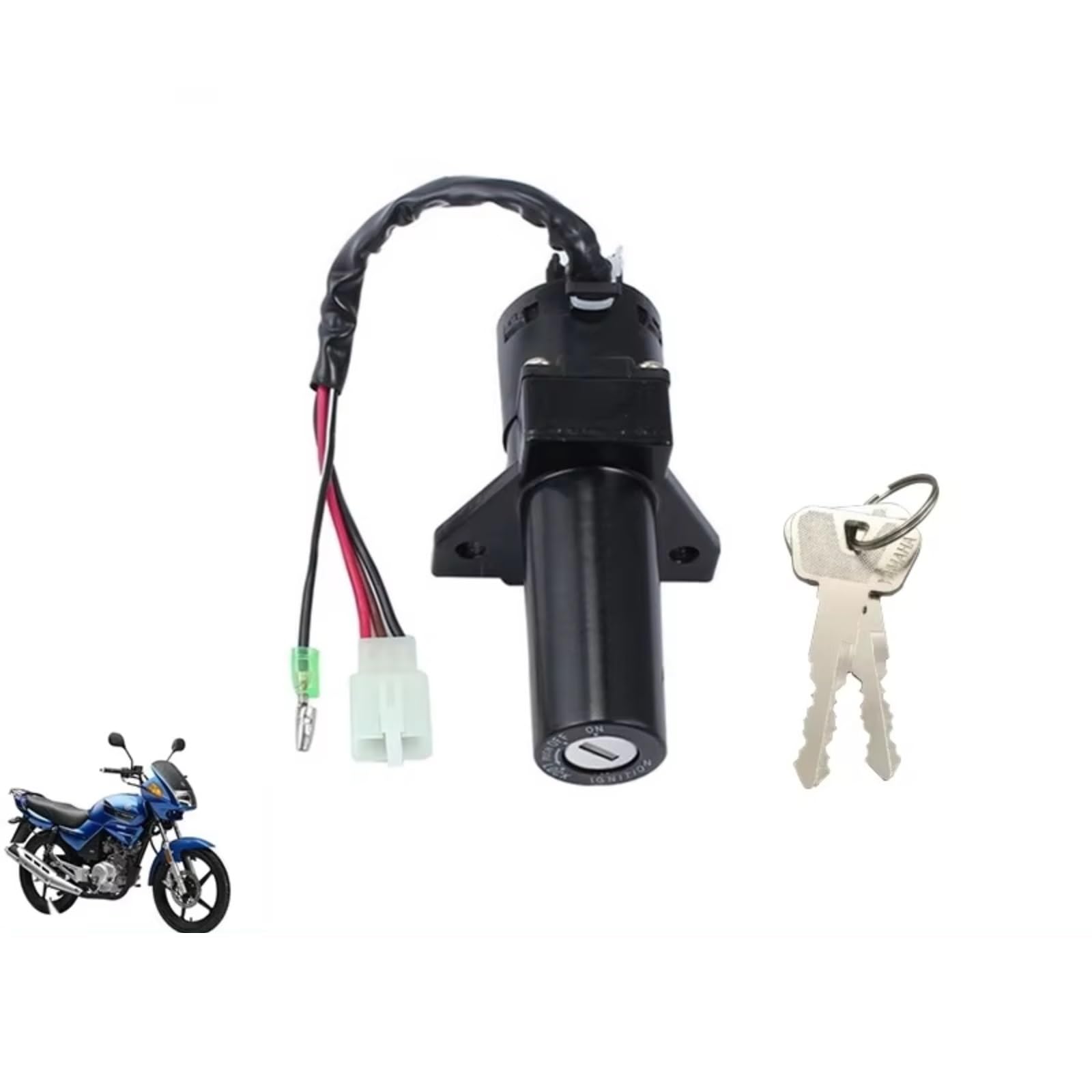 Zündschloss Motorrad Für YBR125 JYM125 2006-2012 Hauptschalter Starter Motorrad Zündschlüssel Tankdeckel Seitendeckel Schloss Zündschalterbaugruppe(4 Drähte) von Ropaix