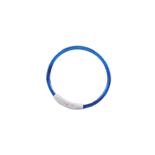 Glühender Haustierkragen Rosennie Wiederaufladbare USB Wasserdichte LED Flashing Light Band Sicherheit Haustier Hundehalsband Leuchtendes Halsbänder LED Blinkt Lichtband Sicherheit Haustier Universell Kürzbar 35cm-70cm (Blau (35cm)) von Rosennie_Haustiere