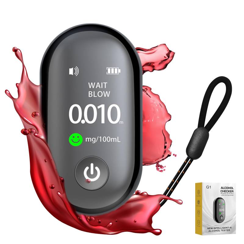 RoserRose Alkoholtester Polizeigenau, Professioneller Promillemessgerät mit Digitalem Farbigem LCD-Anzeige, Mouthpieces unnötig, Hochpräziser Alkoholmessgerät für den Persönlichen Partys von RoserRose