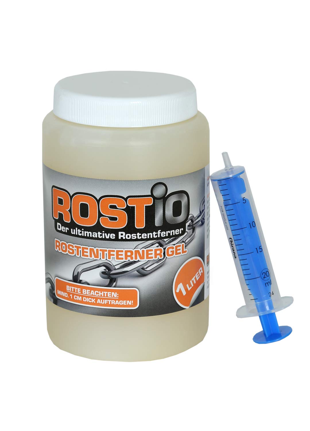 Rostio Hocheffektiver Rostumwandler/Rostentferner Gel 1 Liter | Entroster für Auto, Fahrrad, Metall, Edelstahl, Chrom … von Rostio