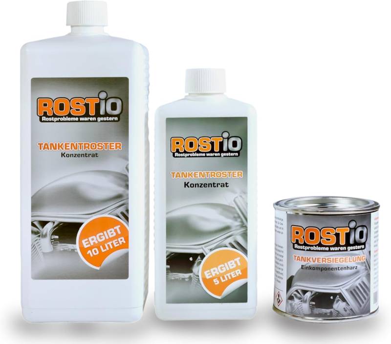 Rostio 1,5 Liter Tankentroster Plus 250ml Tankversiegelung Set Tankentrostung von Rostio