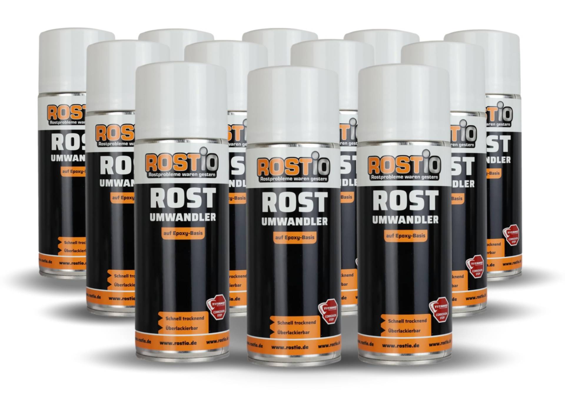 Rostio 12 x Epoxy Rostumwandler Spray 400ml Rostkonverter von Rostio