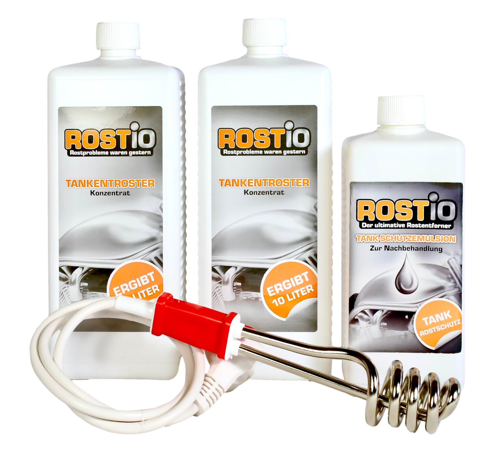 Rostio 2 Liter Tankentroster Plus 500ml Tank-Schutzemulsion Plus Tauchsieder von Rostio