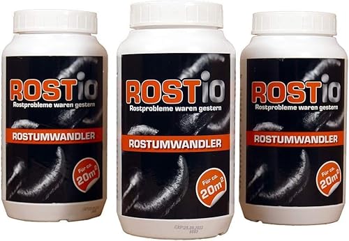 Rostio 3 x Rostumwandler & Grundierung | Hocheffektiver Rostkonverter mit Pinsel 1 Liter von Rostio