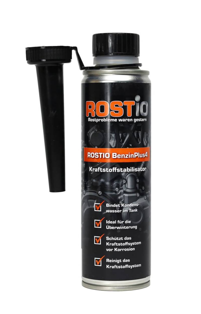 Rostio BenzinPlus4 - Benzin-Additiv | Kraftstoffstabilisator & Motor-Systemreiniger | Kraftstoff Motorreiniger | Reinigung von Einspritzdüsen & Ventilen, Größe: 1 Flasche von Rostio