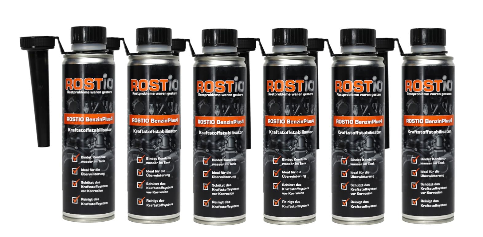 Rostio BenzinPlus4 - Benzin-Additiv | Kraftstoffstabilisator & Motor-Systemreiniger | Kraftstoff Motorreiniger | Reinigung von Einspritzdüsen & Ventilen, Größe: 6 Flaschen von Rostio
