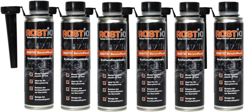 Rostio BenzinPlus4 - Benzin-Additiv | Kraftstoffstabilisator & Motor-Systemreiniger | Kraftstoff Motorreiniger | Reinigung von Einspritzdüsen & Ventilen, Größe: 6 Flaschen von Rostio