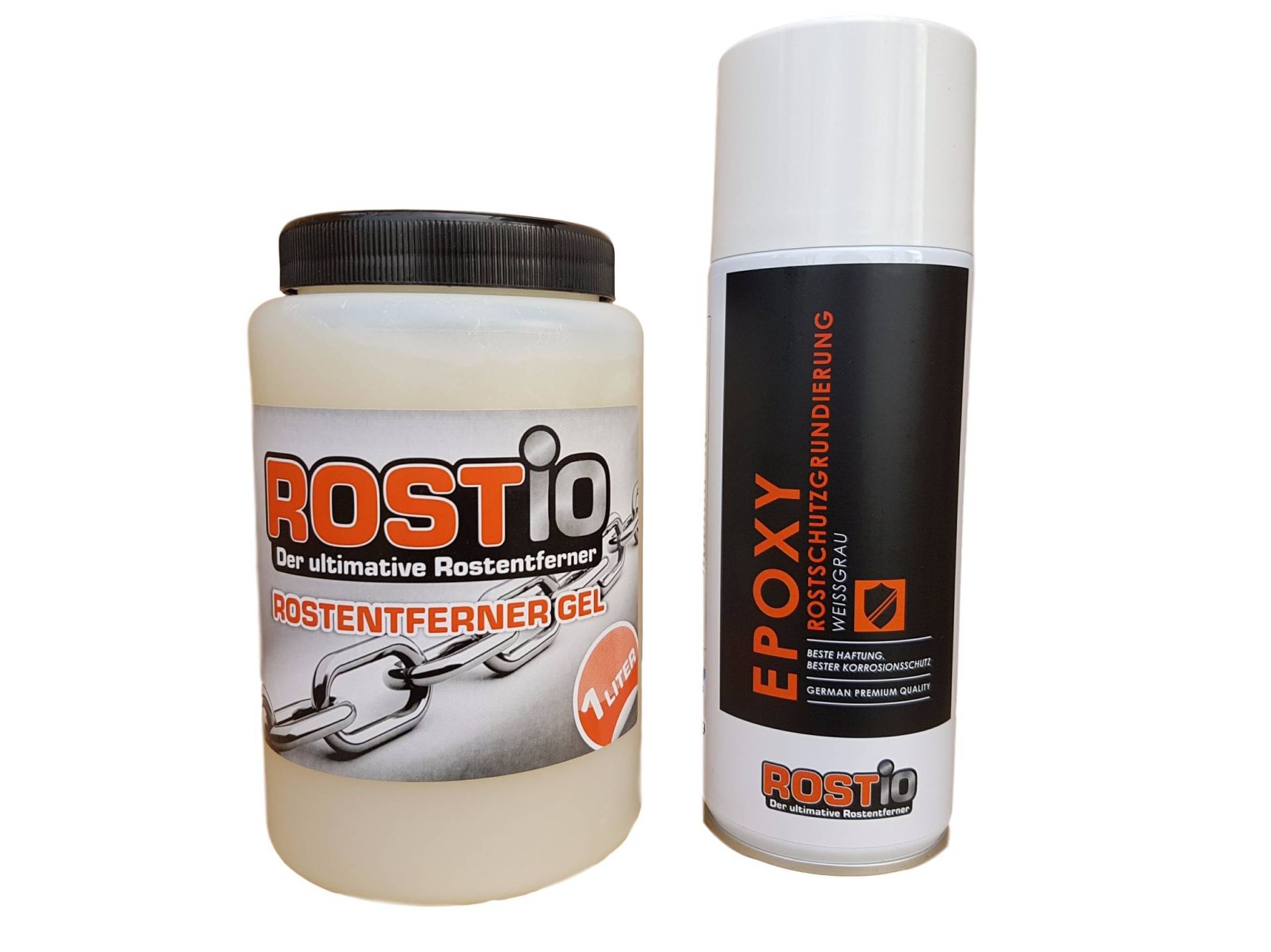 Rostio Rostentferner Gel Plus Epoxy Rostschutz-Grundierung EP Spray Set von Rostio