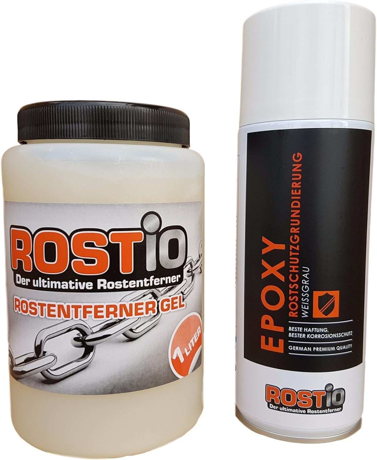 Rostio Rostentferner Gel Plus Epoxy Rostschutz-Grundierung EP Spray Set von Rostio