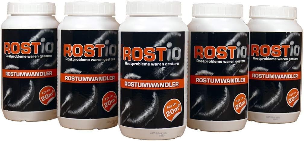 Rostio Rostumwandler & Grundierung | Hocheffektiver Rostkonverter mit Pinsel | 1 Liter (5 er Set) von Rostio