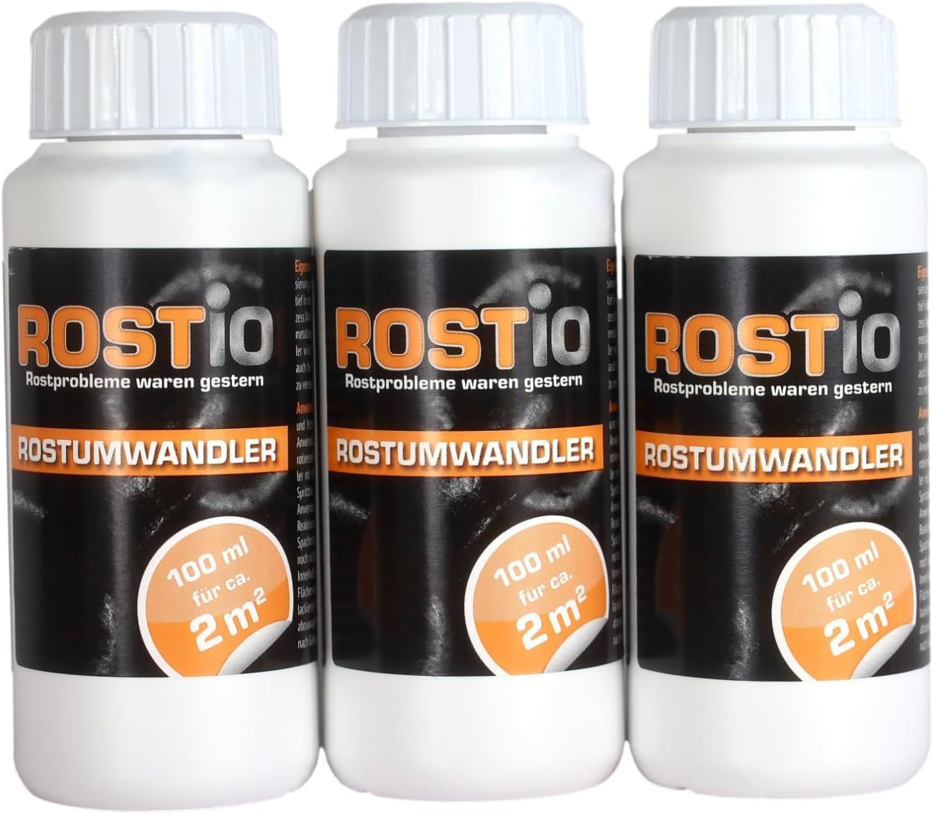 Rostio Rostumwandler & Grundierung | Rostkonverter mit Pinsel 100 ml, Größe: 3 Flaschen von Rostio