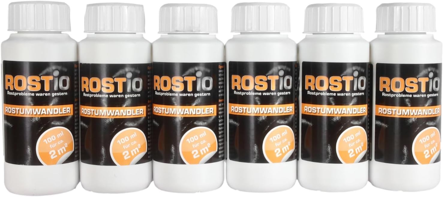 Rostio Rostumwandler & Grundierung | Rostkonverter mit Pinsel 100 ml, Größe: 6 Flaschen von Rostio