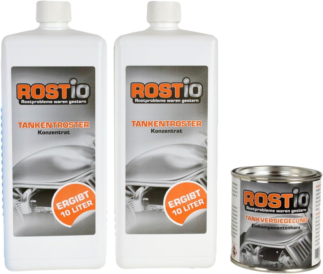 Rostio Tankentroster Set - 2 x 1 Liter Konzentrat + 250ml Tankversiegelung von Rostio