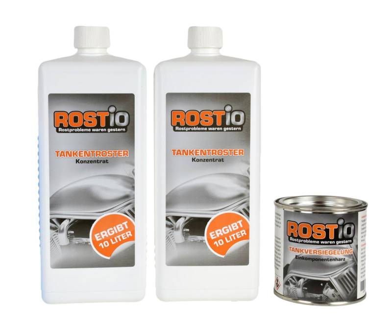 Rostio Tankentroster Set - 2 x 1 Liter Konzentrat + 250ml Tankversiegelung von Rostio
