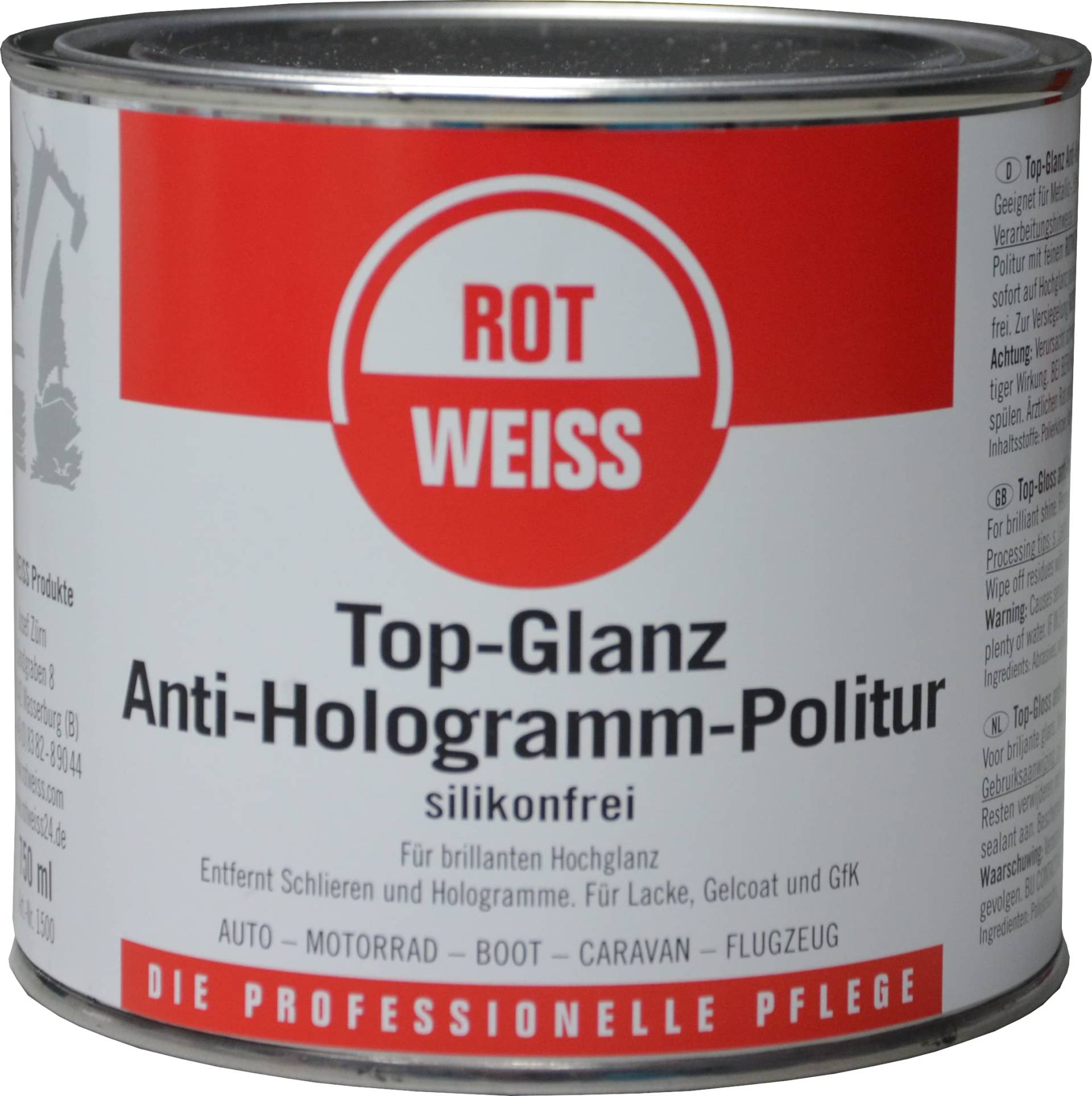 ROT WEISS 1500 Top-Glanz Anti-Hologramm-Politur 750 ml von ROT WEISS