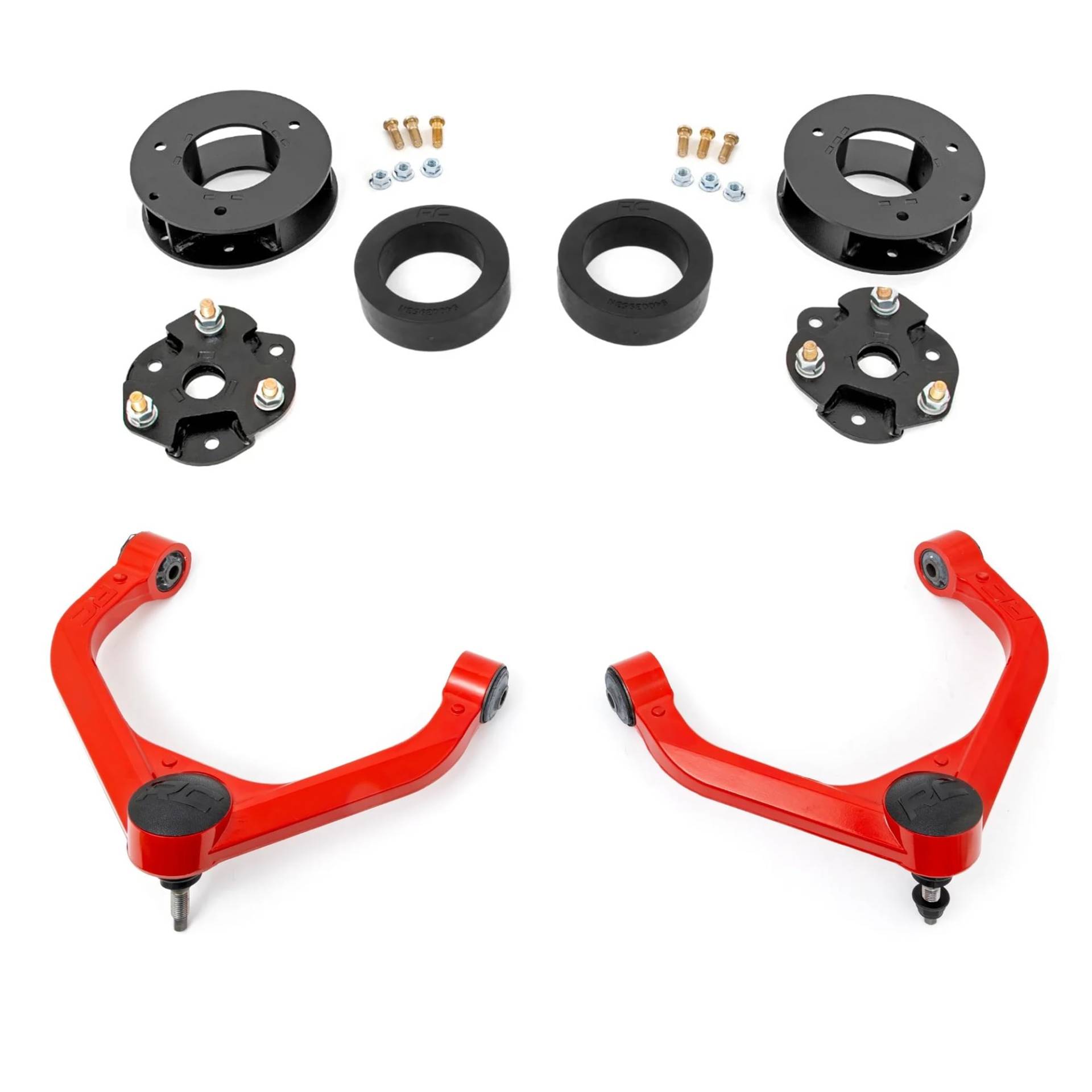 Rough Country 7,6 cm Federhebe-Set für Jeep Grand Wagoneer (2022–2025) – rote Aluminium-Lenker von Rough Country