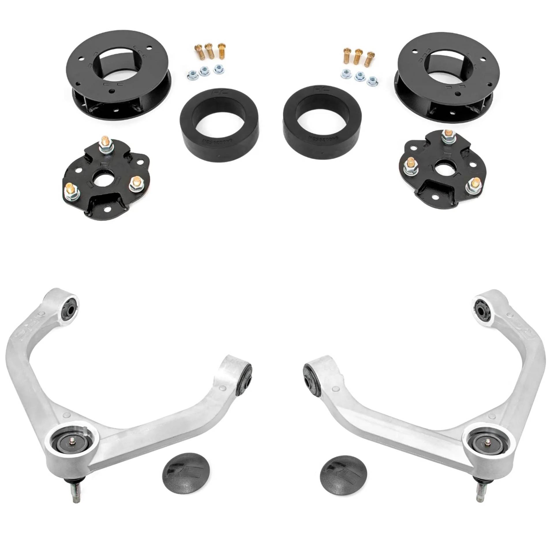 Rough Country 7,6 cm Federhebe-Set für Jeep Grand Wagoneer (2022–2025) – silberne Aluminium-Lenker von Rough Country
