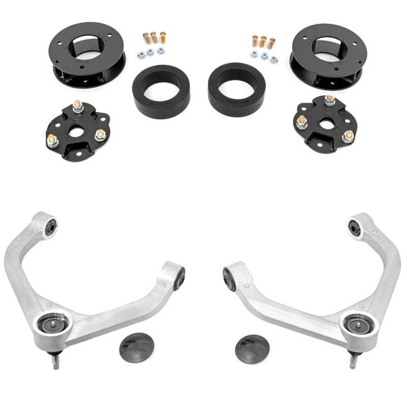 Rough Country 7,6 cm Federhebe-Set für Jeep Grand Wagoneer (2022–2025) – silberne Aluminium-Lenker von Rough Country